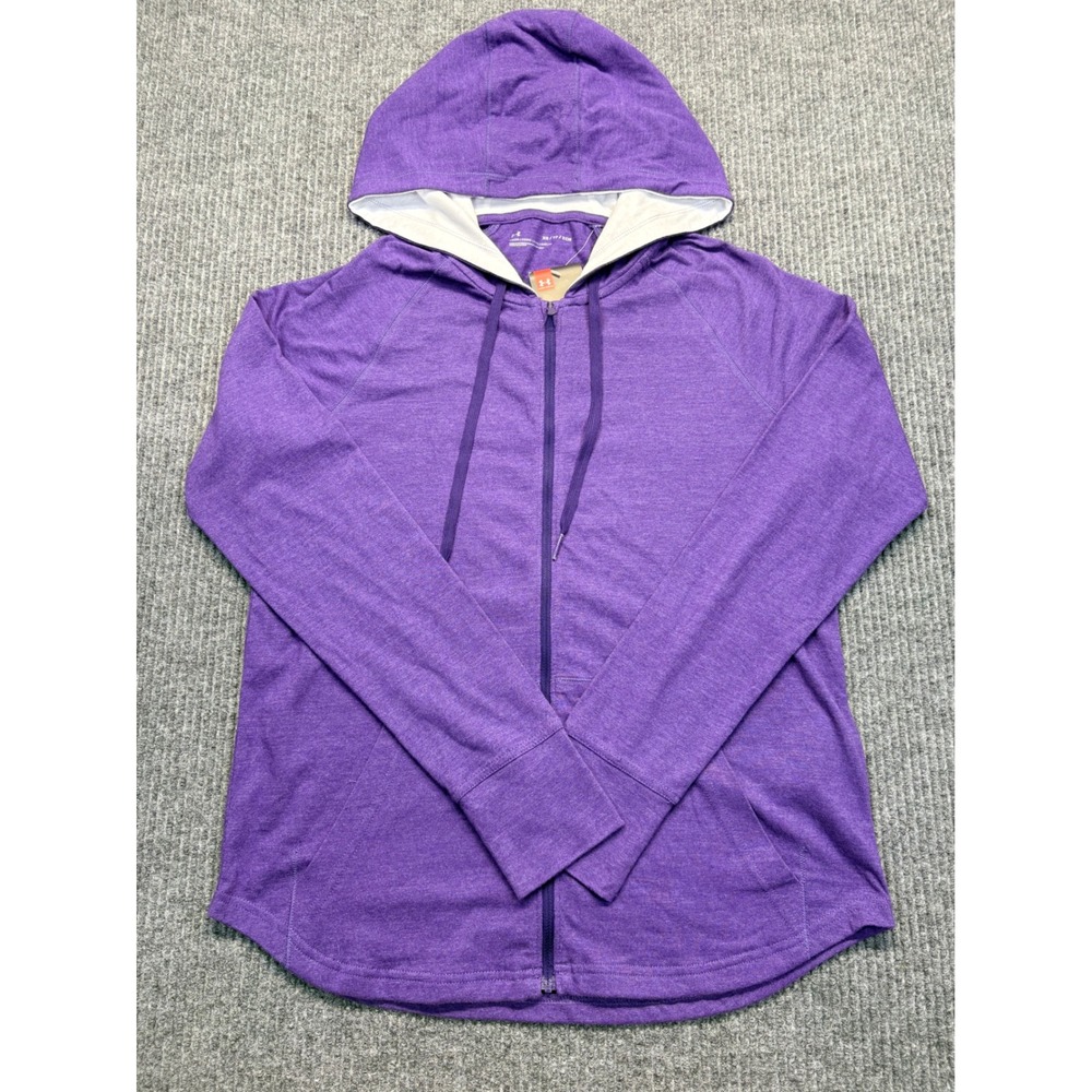 Under Armour Womens Purple Heathered Full Zip Hoodie XS Loose Fit NWT